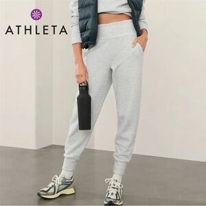 ATHLETA Grey Coaster Luxe Waffle Hi-Rise Jogger Warm Thermal Knit Pants | Size M